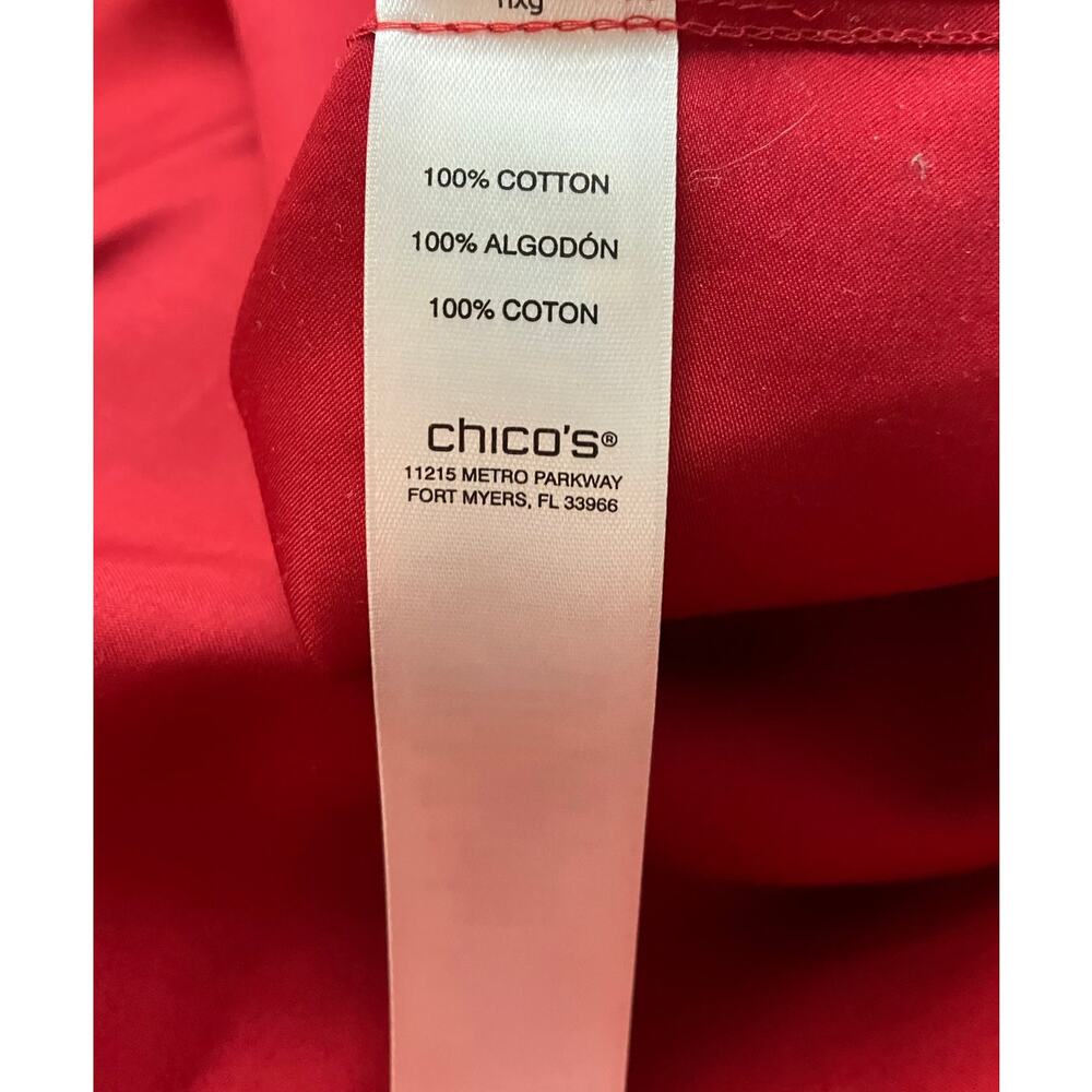 Chico's Women's Red Wrinkle Resistant Button-Up Side Slit Tunic Top SZ 0 US S/4 - Picture 7 of 9